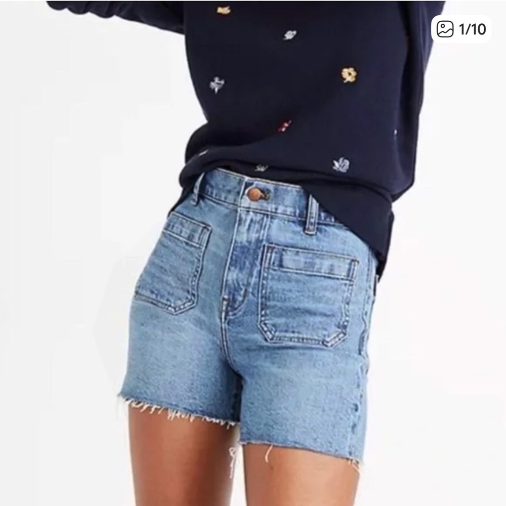 Madewell Light Blue Denim Cutoff Shorts with Frayed Hem